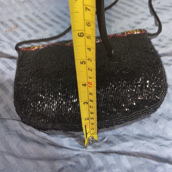 EUC Hand Beaded Clutch Purse Evening Bag Cocktail Black & red - Picture 8 of 12
